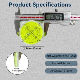 RV leveling Bubble Levels Round High Precision 2.4inch 60MM Accuracy Cardan Level Ball Leveler small leveler tool For RV Camper Trailer Construction CNC machin