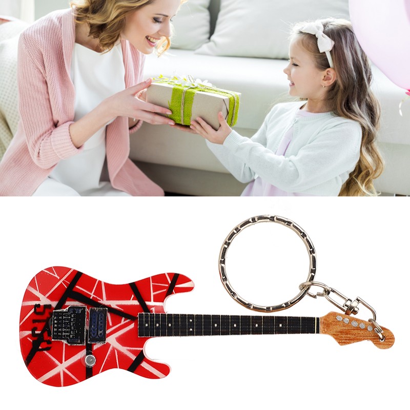 Guitar Keychain Portable Cute Mini Guitar Pendant Key Chain Ring