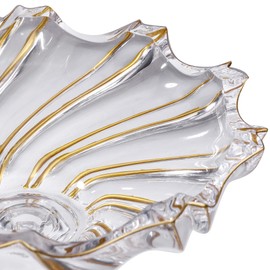MAGCOLOR Large Hand Painted Gold Whirlwind shaped Crystal Glass Decorative Bowl-12.6 inch Diameter, Footed Glass Bowl for Kitchen Countertop & Dining Table Centerpiece.