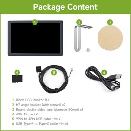 Waveshare 8 Inch USB Monitor 1280 x 800 Pixel AIO LCD Screen PC Case Secondary Screen Desktop RGB Ambient Screen IPS Panel with Music Spectrum Analysis Function Type-C Interface CNC Metal Case, Black