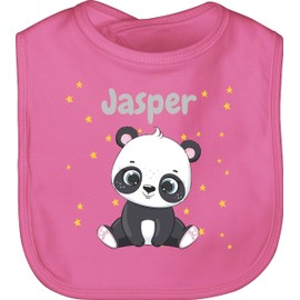 Geschenk mit Namen personalisiert by Shirtracer - Baby Bib - Cute Panda Bear Panda Bear, 2 Pink