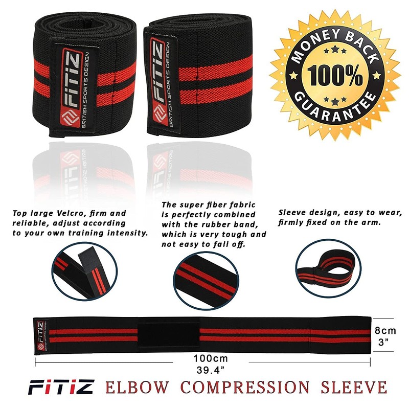 FITIZ Elbow Wraps for Weight Lifting Support and Compression -