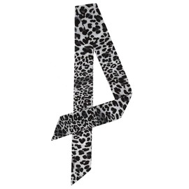 Allegra K Skinny Scarf Womens Thin Long Neckscarf Fashion Leopard Print Hairband Waistband Bag Handle Accessory Black Gray 1 Pcs