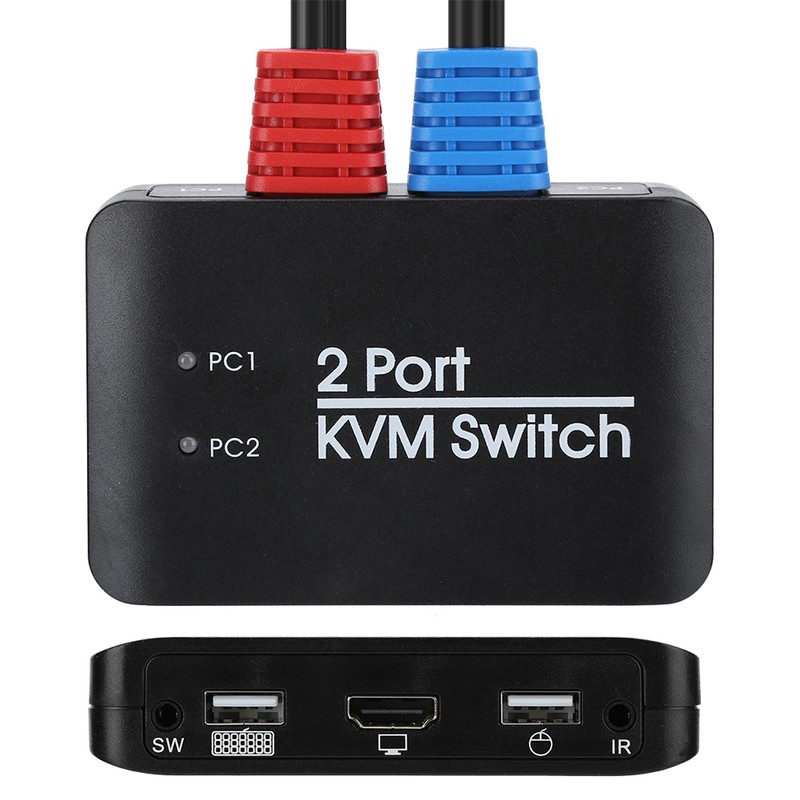 2‑Port KVM Switch USB 2.0 HDMI Umschalter for Windows/IOS/OS X/Linux/Netware/Unix/Android