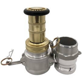 RosyOcean Heavey Duty 2" NPSH Brass Fire Hose Nozzle with 2 x 2 Inch Aluminum Camlock Fittings Fire Equipment Industial Spray Jet Fog Nozzle