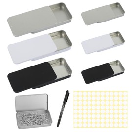 Haocjanc Pack of 6 Metal Tins with Lids, 2 Sizes of Metal Box, Storage Box with Lid, Small, Metal Box with Pens and Stickers for Storing Food, Medication, Fittings