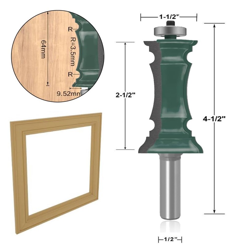 OLETBE 2 PCS Router Bit Set, 1/2-Inch Shank Woodworking Wood
