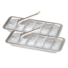 Fox Valley Traders Vintage Kitchen Aluminum Metal Ice Cube Trays, Set of 2 – Each Tray Features 18 Slot Ice Cube Maker with Easy Release Handle
