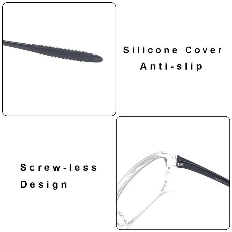 Mcoorn Lesebrille Entspiegelt Transparent für Damen Herren, Blaulichtfilter Lesehilfe Biegsam