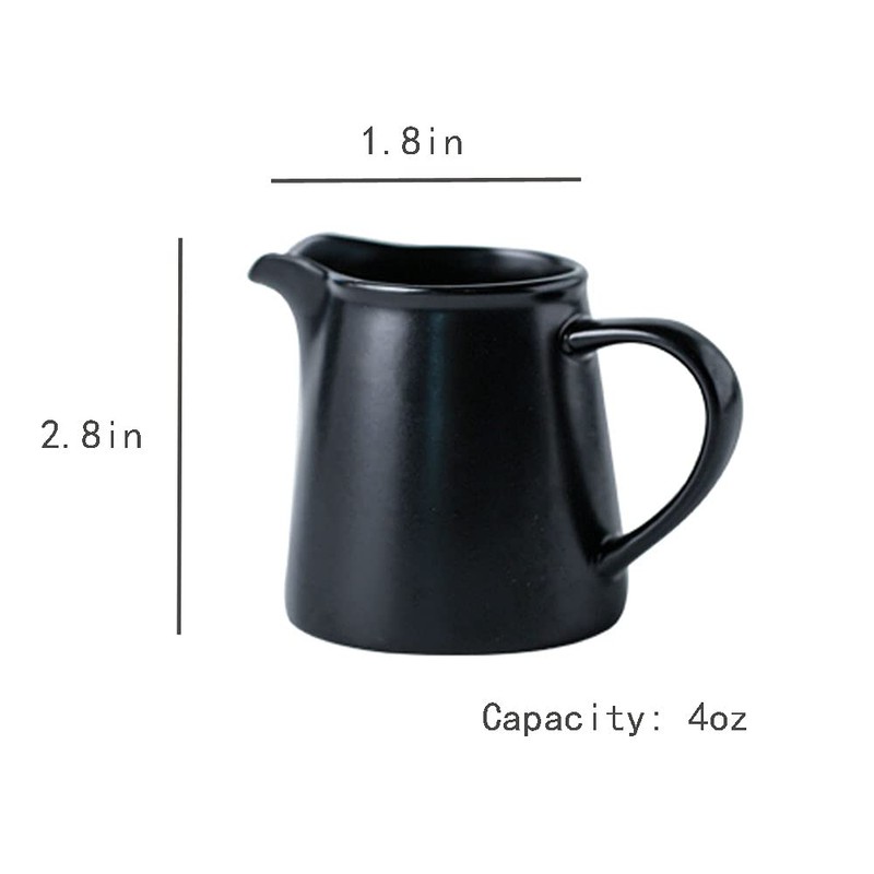 RockTrend Black Mini Simple Ceramic Coffee Milk Creamer Pitcher with