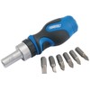 Draper Ratchet Screwdriver and 7 Bits Set |Stubby Soft Grip