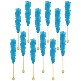 Fruidles Rock Candy Lollipops Pops Candy Suckers, Color and Flavor Assortment, 6.5" (Blueberry, 12-Pack)