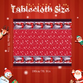 Aitsite Christmas Table Cloth, Washable Rectangle Tablecloth, Red Xmas Table Cover Christmas Table Decoration Outdoor Party Kitchen Dinner Room Seats 6-8 People (71 * 59inch)