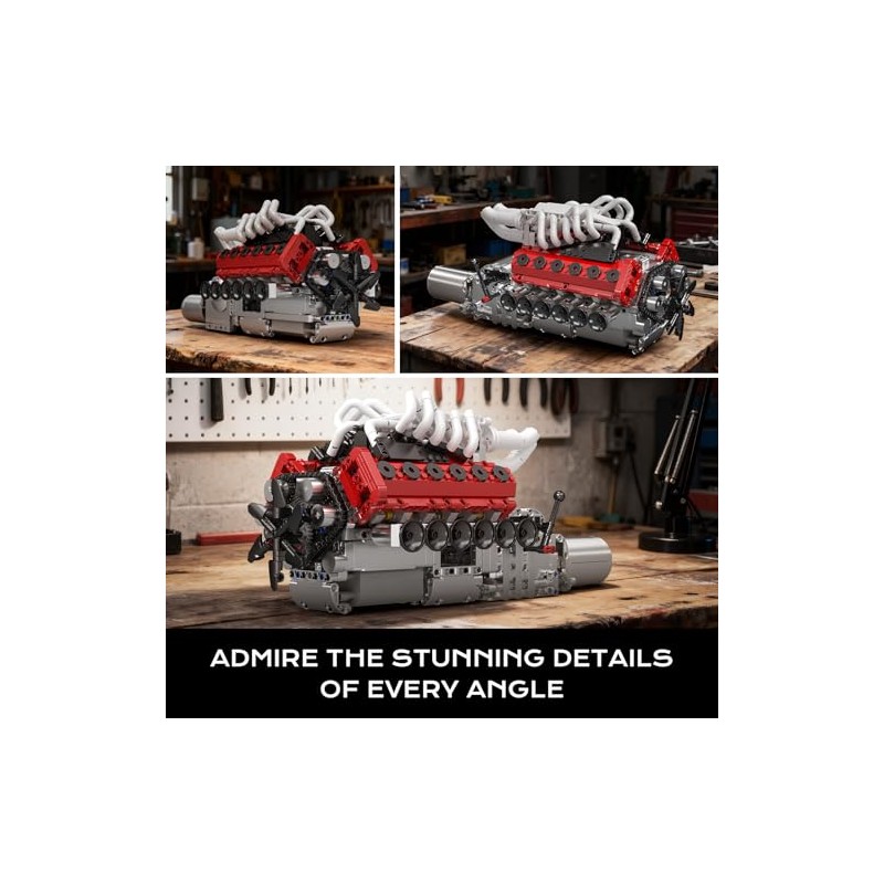 Mould King 10210 V12 Engine Model Kit that Works, Build