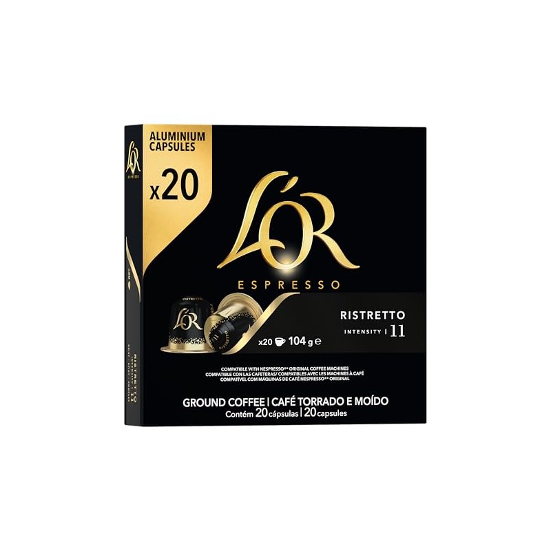 L'OR Espresso Ristretto Coffee Pods x20 Intensity 11 (Pack of