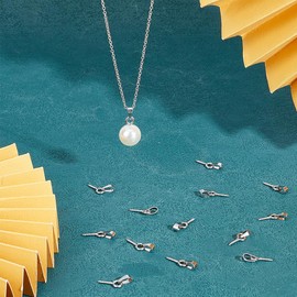 UNICRAFTALE Pack of 50 Stainless Steel Screw Eye Pins with Clamping Brackets Metal Screws Eyelet Pin Hanger Pendant Eyelet Pin Eyelet for Semi-Drilled Beads Charm Bottles with Cork Stopper DIY