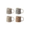 Creative Co-Op 4-Piece Stoneware Mug with Animal Print Decal, Multicolor