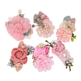 POFET 6 Pieces Flower Hair Clips Artificial Flower Hair Accessories Bow Flower Clip Baby Hair Clips Flower Hair Accessories for Women and Girls