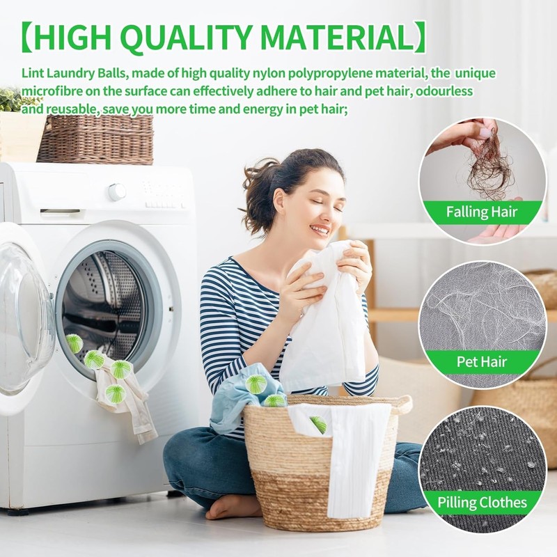Reusable Washing Machine Lint Balls - Ideal for Removing Hair,