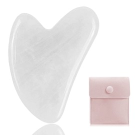 Gua Sha Stones Face Jade 100% Natural Stone Heart Shape Scratch Massage Tool for Eyes, Neck for Skin Care, Beauty and Relaxation of Body Muscles (White)