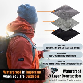 TOP-EX Winter Wool LED Beanies Hats Scarf Set with Light Rechargeable Waterproof Gifts for Men Women Dad Running Camping Dog Walking Big Head Grey Large X-Large L XL