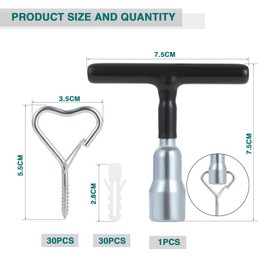 Faankiton Pack of 30 Screw Hooks, Hook Screws with Fuse, Hooks for Screwing Ceiling Hooks, Heavy Duty with Screws, Q-shaped Hook with a Slotted Sleeve (Silver)