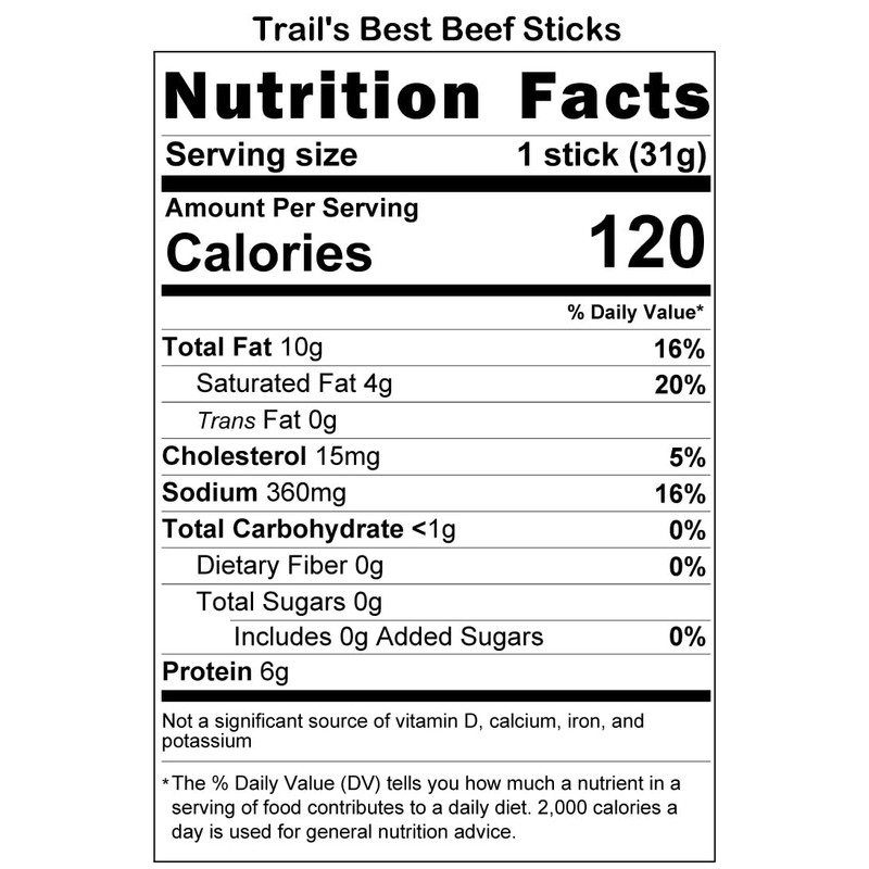 Trail's Best 1.1oz Beef Sticks – 16 Count Tubs (6