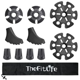 TheFitLife Trekking Poles Accessories Set - Rubber Replacement Pole Tip Protectors Fit Most Standard Hiking, Walking Poles with 11mm Hold Diameter (Black Set.2)