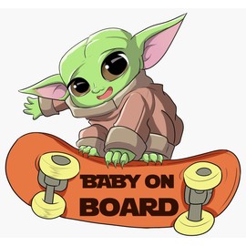 2OWLS Baby On Board Car Sticker Boy. Girl Baby on Board Car Decal. Skater Baby on Board Safety Sticker Decal for Car. Not Magnet, Easy Peel & Stick, Weatherproof, Fade Resistant.
