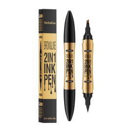 Eyebrow Pencil Dual-Ended Eyebrow Pen- Brow Pencil 2-in-1 Waterproof and Long Lasting, Eyebrow Makeup for Natural and Hair-Like Effect Brows (04# Eyebrow Black + Eyeliner Black)