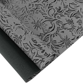 12 X 53 Inch Embossed Faux Leather Roll Vintage Flower Textured Synthetic Leather Fabric for DIY Sewing Crafts Jewlery MakingColor: 412143-02