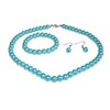 Fashion Jewelry ~ Blue Faux Pearls Necklace Earrings and Bracelet