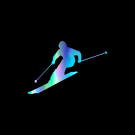 Skier Silhouette Vinyl Decal Notebook Car Laptop 5.5" x 3.5" (Holographic)