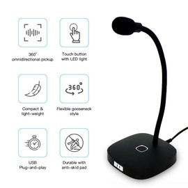 BXB USB Computer Microphone, Plug & Play Noise-Cancelling Desktop Mic with Mute Button, Recording for PC/Laptop, Ideal for Podcasting, Gaming, Skype, YouTube (Windows/Mac Compatible)
