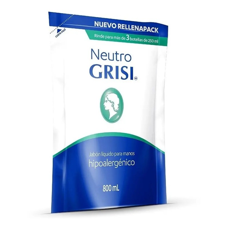 Jabón Líquido Para Manos Grisi Neutro Hipoalergénico Repuesto 800ml