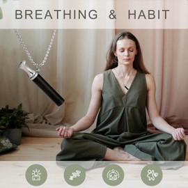 Anxiety Breathing Necklace Mindfulness Meditation Stainless Steel BreatheNecklace for Stress Reduction & Natural Calm Unisex Jewelry Gift for Women & Men, Normal, Stainless Steel, No Gemstone