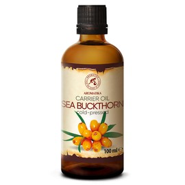 Aceite de Espino Amarillo 100ml - Prensado en Frío - Aceite de Hippophae Rhamnoides - 100% Puro y Natural - Botella de Cristal - Cuidado Intensivo para Rostro - Cabello - Piel - Cuidado Corporal
