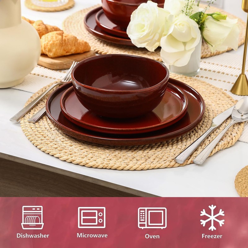 Vicrays Ceramic 12 Pieces Dinnerware Set - Dinner Plates Salad