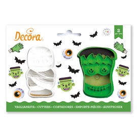Decora 0255092 Monsters Plastic Cookie Cutters Ideal Set for Sugar Paste or Gum Paste Decorations Made in Italy Original Design Pack of 2