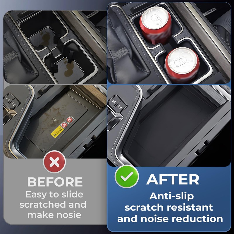 KATORN Cup Holder Insert & Wireless Charging Protective Mats for