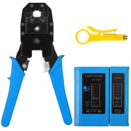 RJ45 Network Tester + 3-in-1 Cable Crimper + Stripper CAT5e/CAT6 Tool Kit
