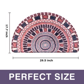 Generic Semi Round Boho Bathmat Sun and Moon Fun Bath Mat Non Slip Washable Bathroom Decor Half Circle Bohemian Home Floor Doormat Semicircle Indoor Rug (Boho Tree), Small, BYB46201