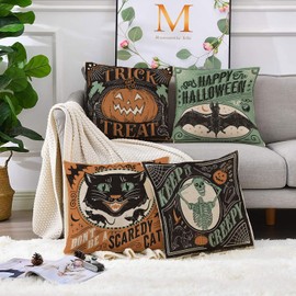 WWOOPLL William Morris Set of 4 Cushion Covers 50x50cm, Vintage Botanical Floral Garden Home Decor Pillowcases Throw Cushions Pillow Covers for Living Room Sofa Couch Bed, 20x20 Inch