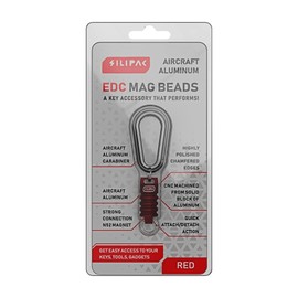 Silipac Keychain Magnetic Connector Titanium or Brass EDC Mag Beads Secure Key Quick Release Carabiner Detachable Keys Easy Access (Aluminum, Red)