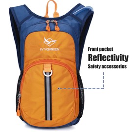Ivygreen Kids Hydration Backpack, Hiking Backpack for Boys or Girls with 1.5L Water Bladder, Orange