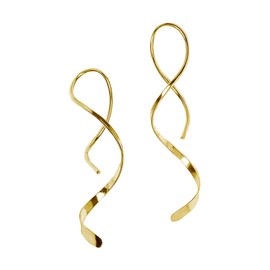 Spiraldraht Ohrringe für Frauen,Lange Spiral Einfädler Durchzieher Ohrringe Damen für Muttertag Weihnachten Geburtstagsfeier (gold)