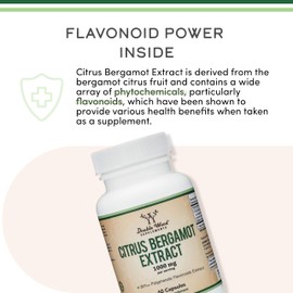 Citrus Bergamot Supplement, 1000mg, 60 Capsules - Supports Healthy Cholesterol & Triglyceride Levels - 1,000mg Servings (Bergamonte Standardization) by Double Wood