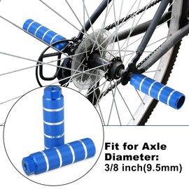 X AUTOHAUX 4pcs BMX MTB Bike Rear Foot Pegs Footrests Blue Fit 3/8 Inch Axles
