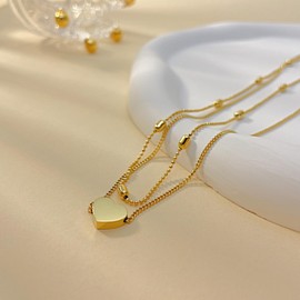 OSTAN Women's Pendant Necklaces – High Quality Women's Necklace Layered Chain Heart Pendant – Gold Colour, Stainless Steel