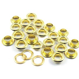 CRAFTMEMORE 1/4" Hole Size 100 Sets Gold Metal Grommets Eyelets with Washers for Bead Cores, Clothes, Leather, Canvas (Gold, 100 Pack)